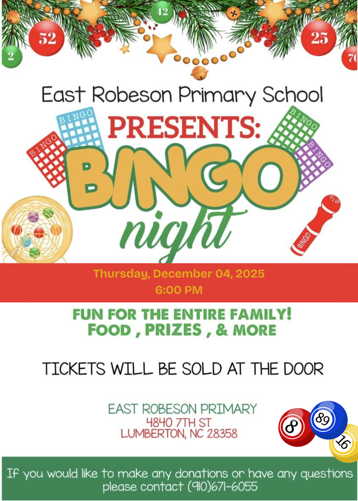 East Robeson Bingo Night flyer