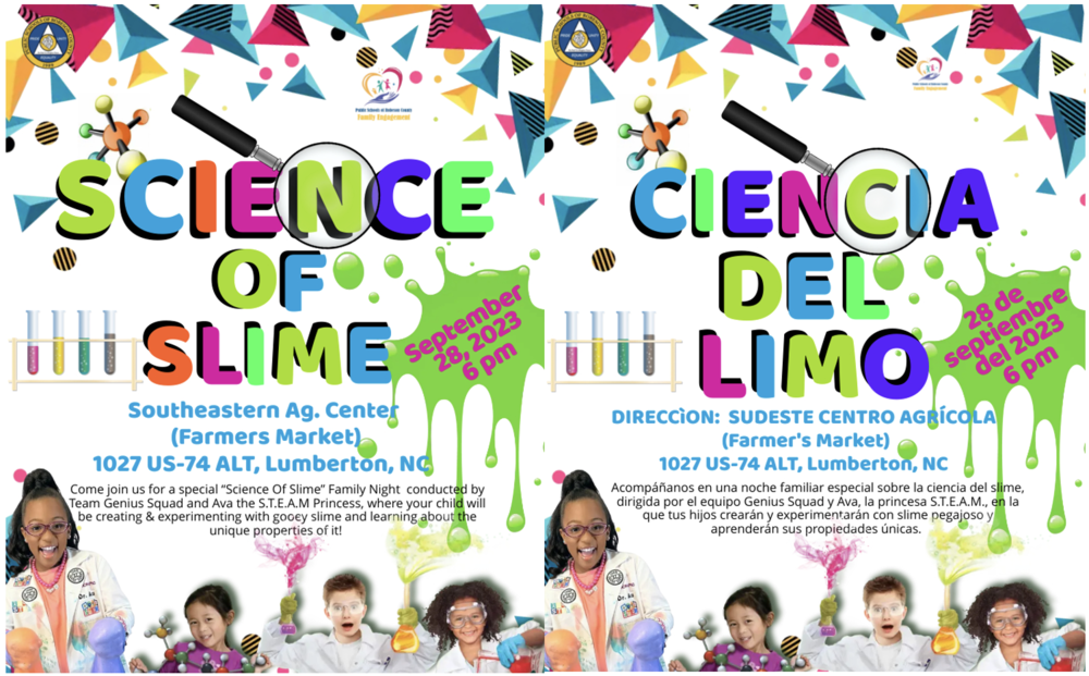 collage of students creating slime