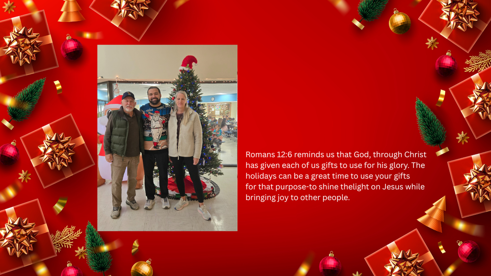 East Angel Tree Sponsor with the Principal Chad Brewer