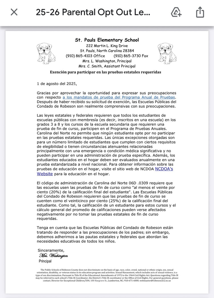 Parental Opt Out Letter [Spanish]
