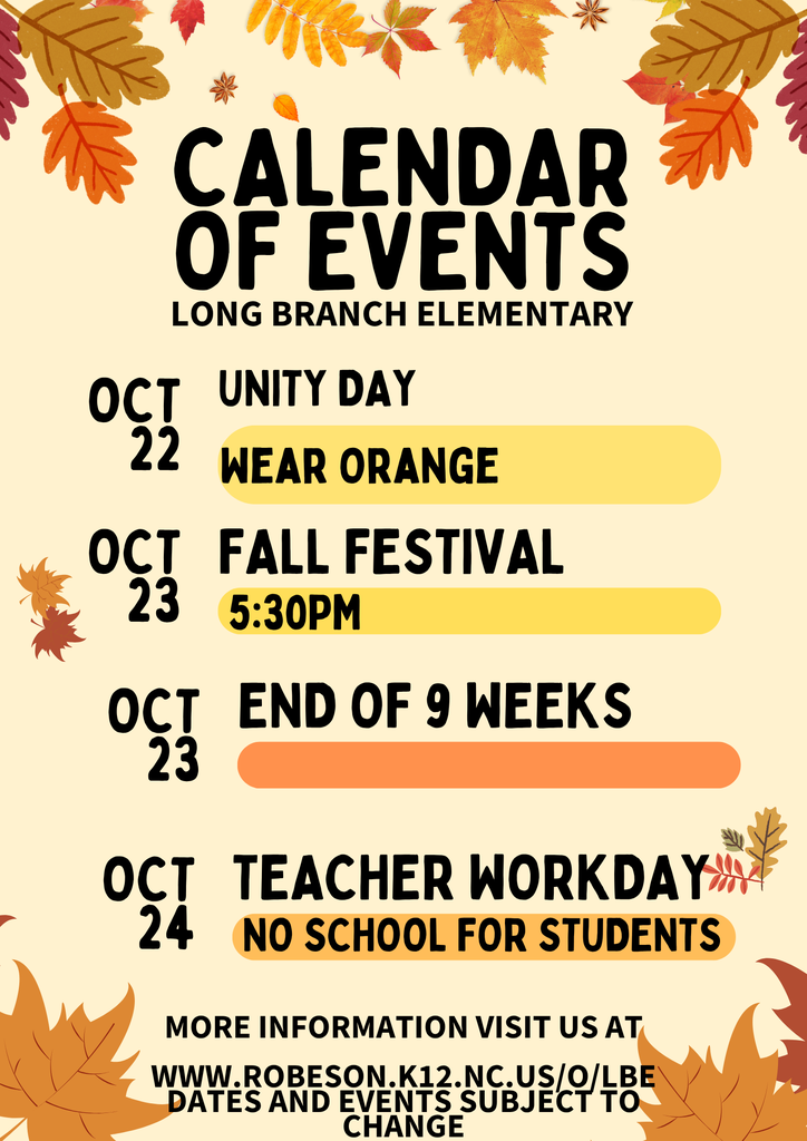 Calendar of Events for October 2025