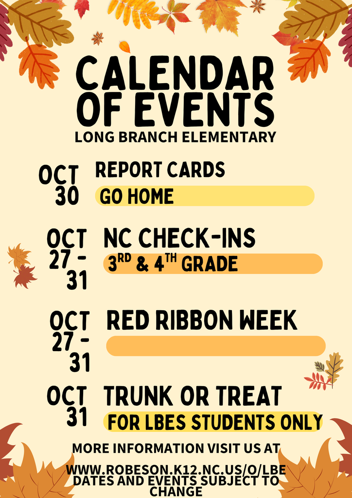 Calendar of Events for October 2025
