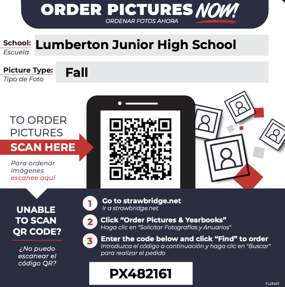 umberton Junior High School will have Fall Picture Day on Monday, October 20, 2025!  Capture those smiles and make memories that will last a lifetime! 🌟 Students, be sure to come dressed and ready for your photo — these pictures will be used for the yearbook and school IDs.  📅 Date: October 20, 2025 📍 Location: Lumberton Junior High School  Let’s make this Picture Day one to remember! ❤️💛 #LJHS #PictureDay #BraveNation
