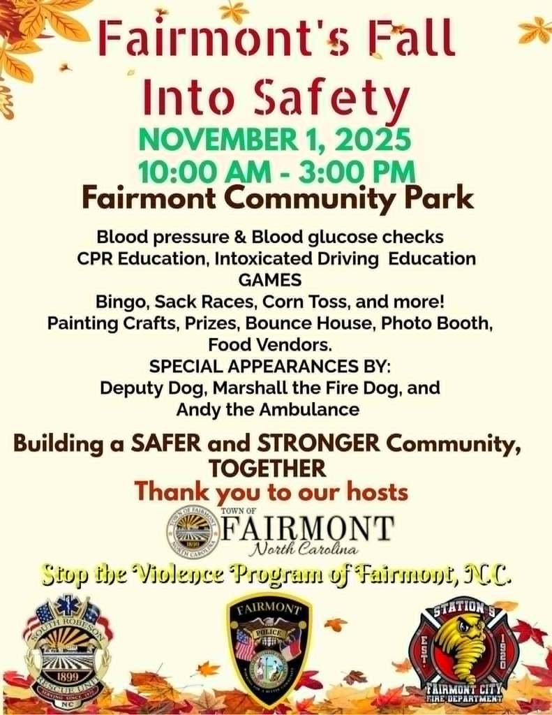 Fairmont's Fall into Safety Event - Fairmont Community Park -November 1, 2025