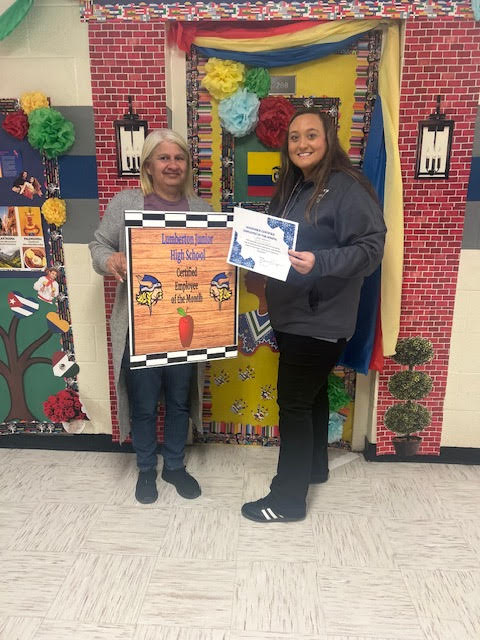 🎉 Employee of the Month Recognition! 🎉  Good afternoon and Happy Friday — and Happy Halloween from Lumberton Junior High School! 👻  We’re excited to recognize our Certified and Classified Employees of the Month!  📸 Pictured below: ✨ Ms. Doshie Kirkwood, receiving the Certified Employee of the Month Award, and 🌟 Ms. April Wright, receiving the Classified Employee of the Month Award.  Both Ms. Kirkwood and Ms. Wright were recognized by their peers for their dedication, hard work, and commitment to our students and school community.  🏅 The awards were presented by Ms. Lauren Britt, our Academic Coach.  Thank you, Ms. Kirkwood and Ms. Wright, for being amazing teammates and always going above and beyond for the Lumberton Junior High School family! ❤️💛  #LumbertonPride #TeamLJHS #EmployeeOfTheMonth #WeAreLumberton