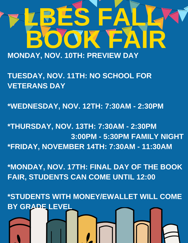 LBES Fall Book Fair Flyer with dates and details about the book fair