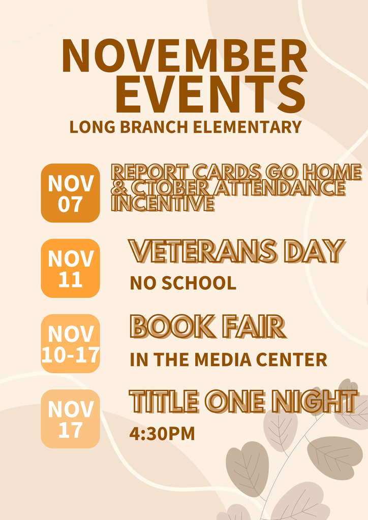November Calendar of Events for LBES