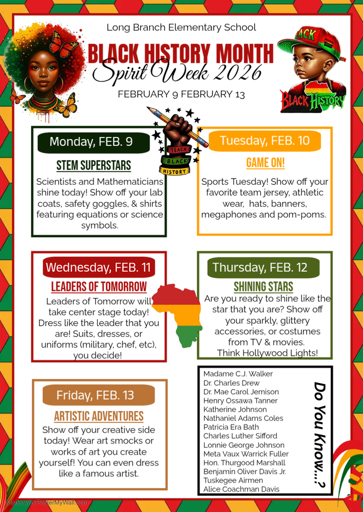Black History Month Spirit Week Flyer