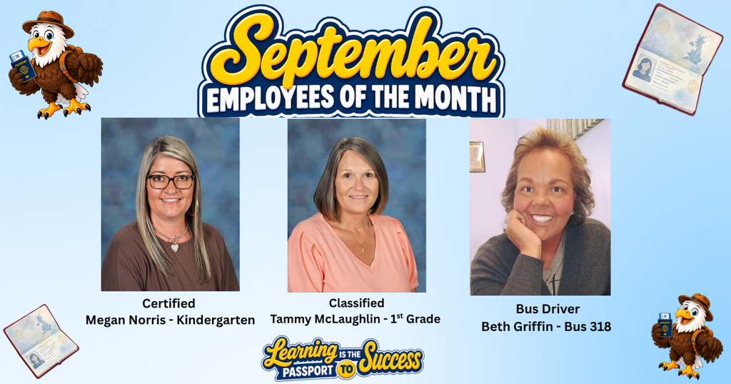 September Employees of the Month Flyer with staff pictures and their title, as clipart