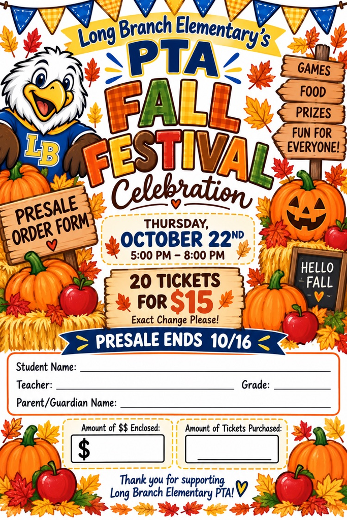 LBES Fall Festival Flyer, with information about the fall festival and with fall images