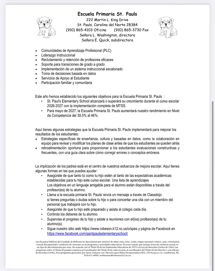 SPES Low Performing Parent letters