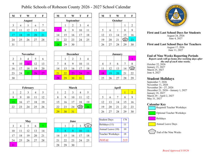PSRC 26-27 Calendar