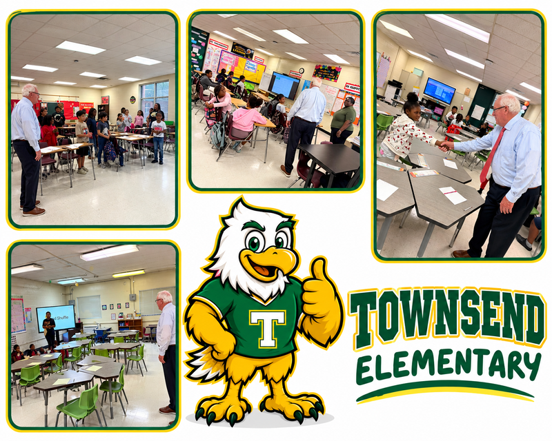 Photos of Dr. Harrison visiting classrooms
