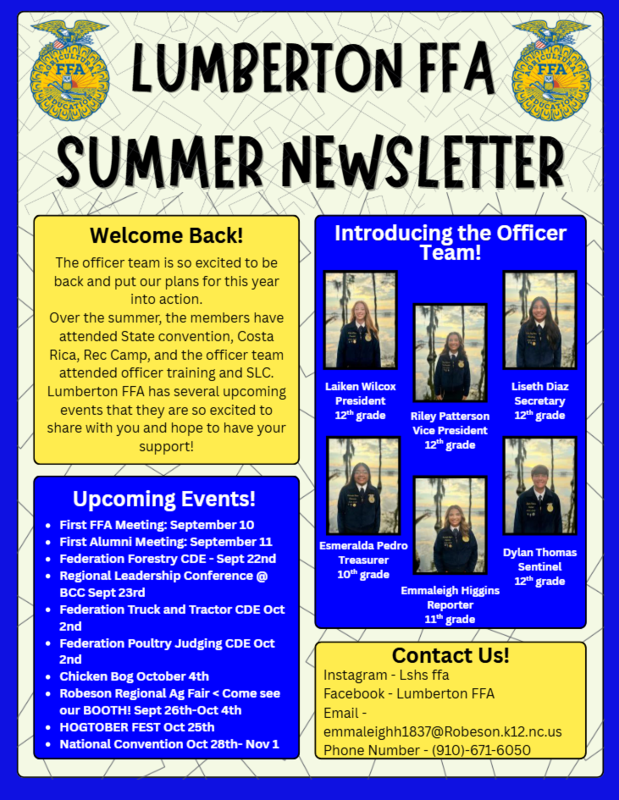 Lumberton FFA Summer Newsletter
