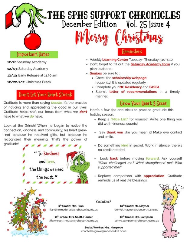 sphs december newsletter