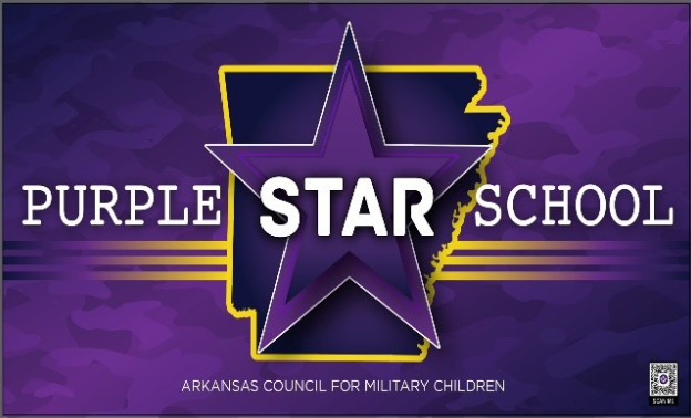 Purple Star School Designation logo. It shows a purple star over an outline of the state