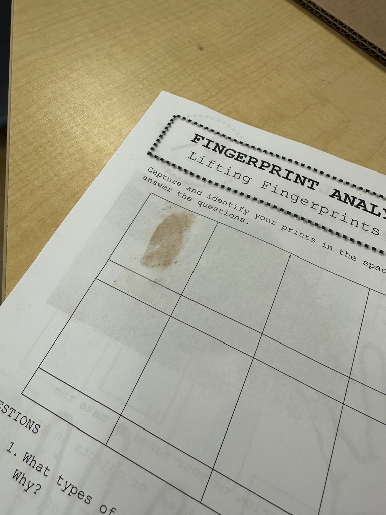 Image of a fingerprint analysis worksheet.