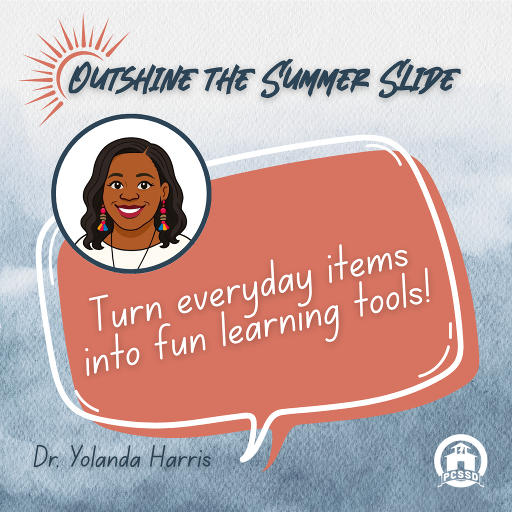 Outshine the Summer Slide with these free & fun ideas from CHENAL Principal, Dr. Yolanda Harris: "Turn everyday items into learning tools. Use a deck of cards to practice math facts or play word games like Scrabble to boost vocab." #pcssdproud #serveall