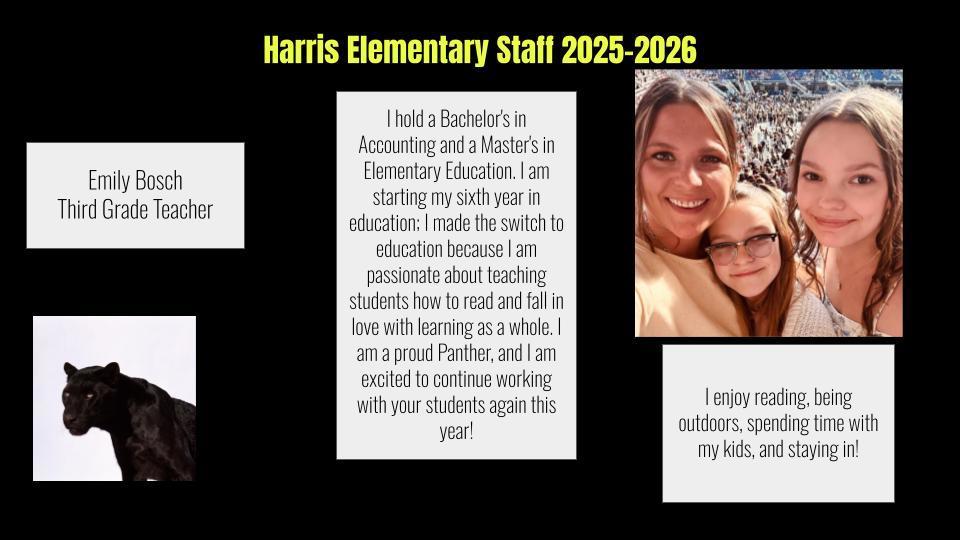 Returning for a part of our third grade team is Ms. Bosch!  