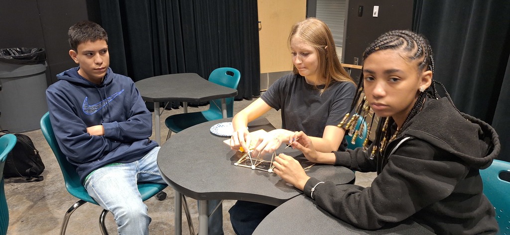 Students building bridges