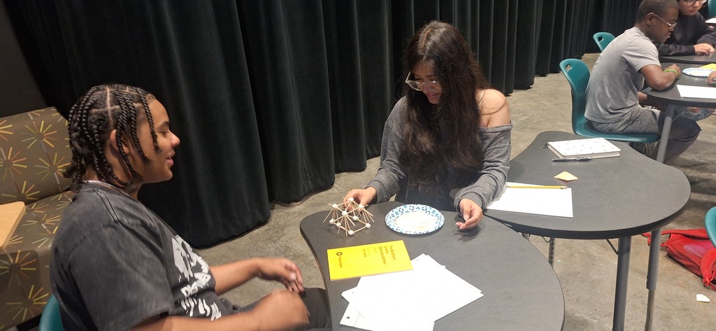 Students partnered to building structures