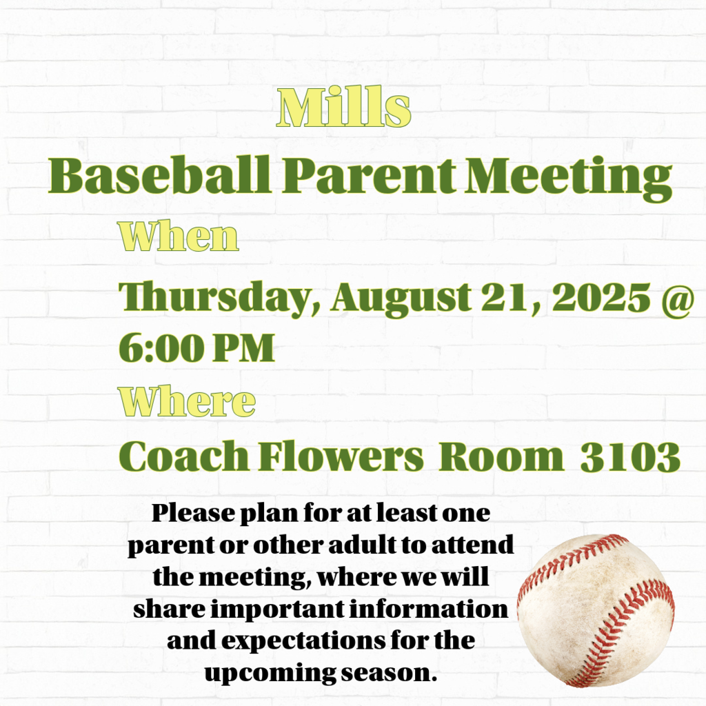 Flyer for Baseball Parent Meeting Thursday, August 21