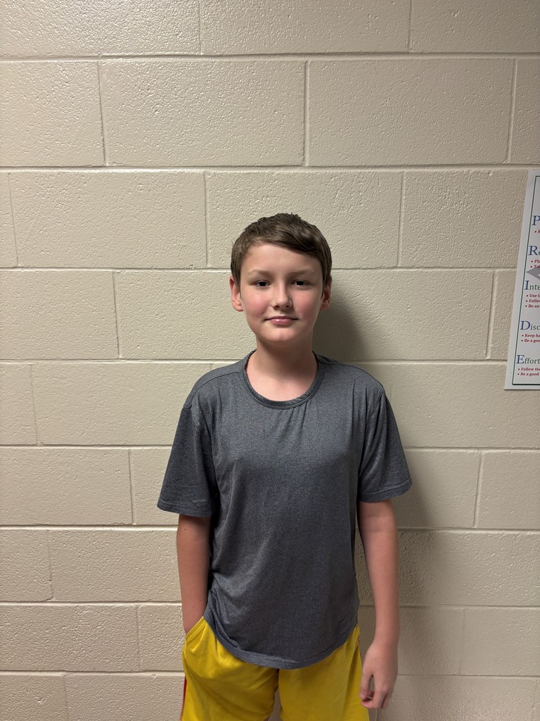 Image of Fifth Grade Student who was nominated for Student of the Month