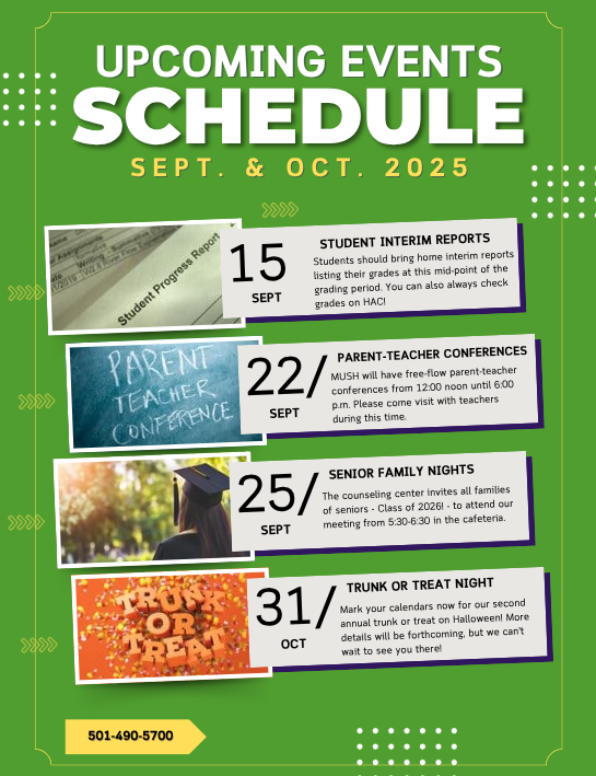 Flyer of upcoming events for Sept and Oct 2025