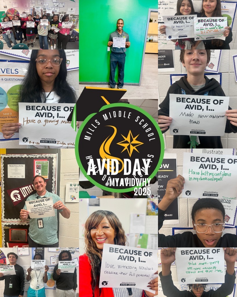 AVID DAY poster from Mills Middle School