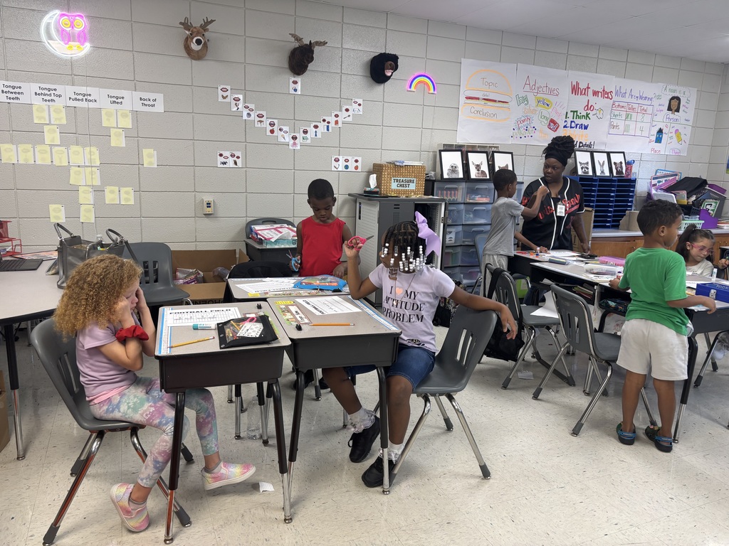 In Mrs. Finnell's room, they had to add and subtract by tens to move down the football field.