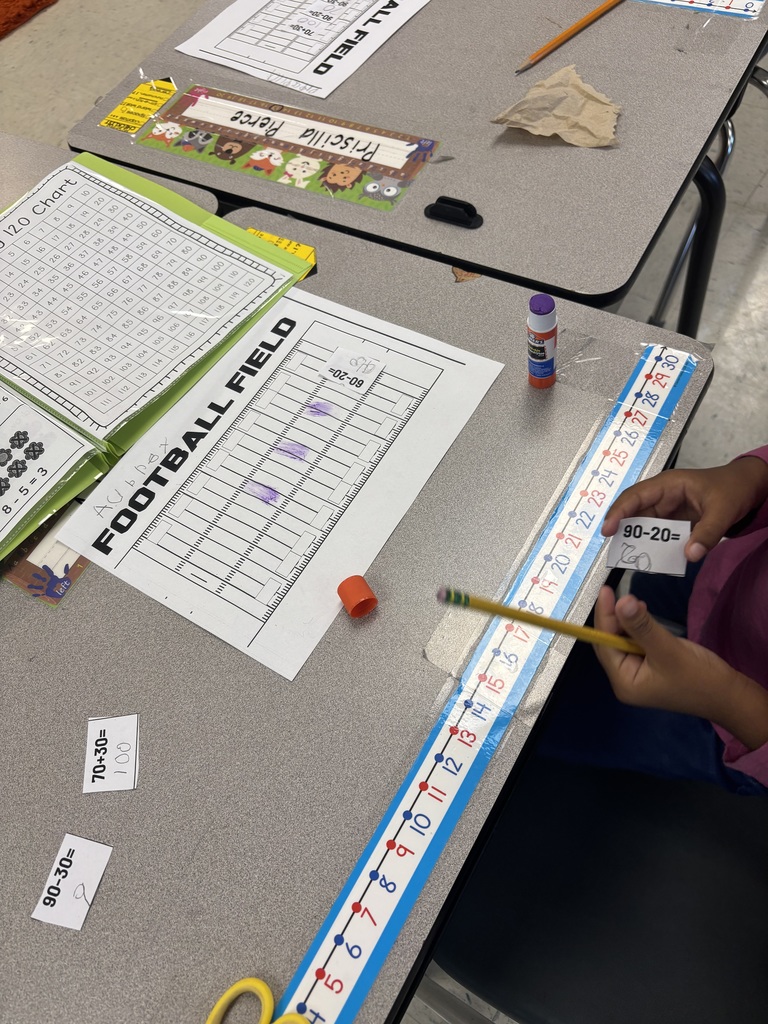 Students had to add tens to move down the football field!