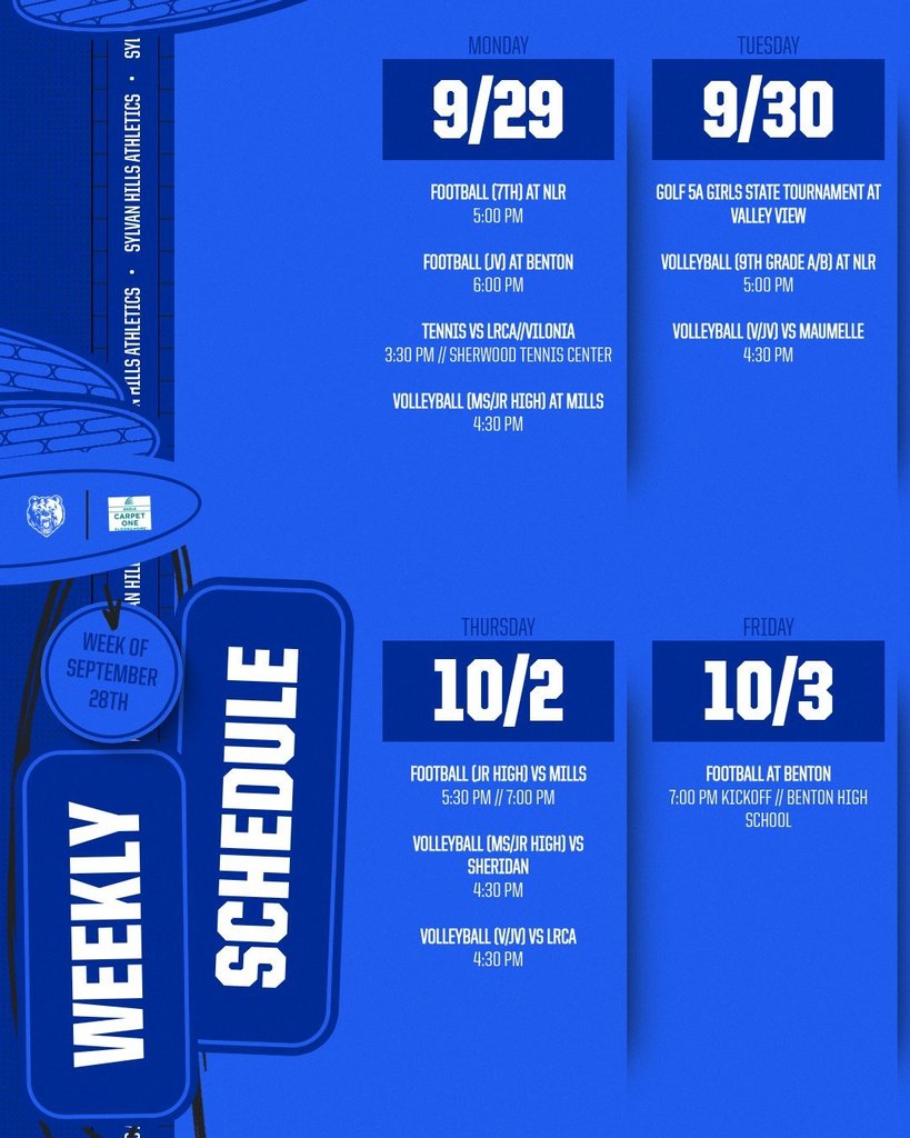 Sports Schedule 9.29 - 10.3