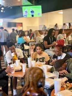 Students eating lunch at the student center