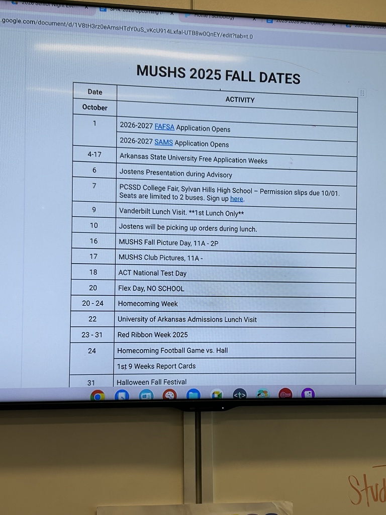 Upcoming dates for seniors
