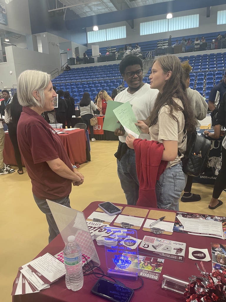 Students getting info at college fair