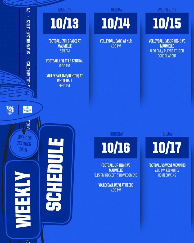 Sports Schedule 10.13 - 10.17
