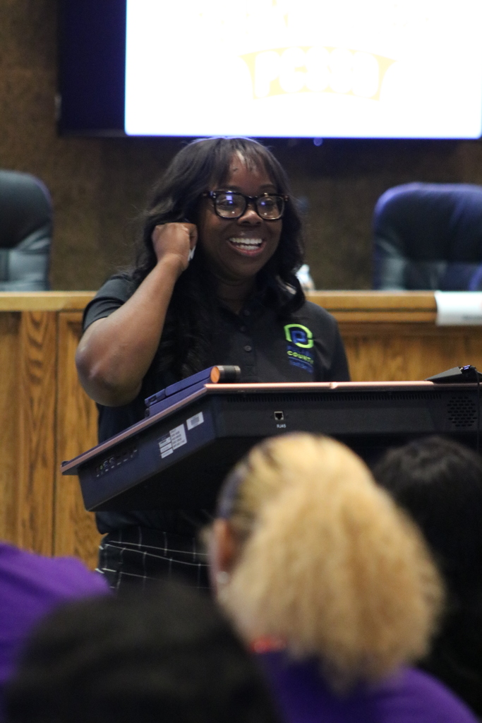 Arkansas State Senator Jamie Scott speaking to PCSSD Teen Court