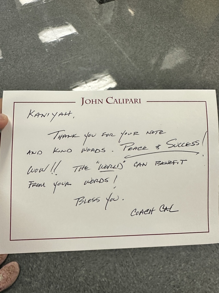 Coach John Calipari letter to Landmark Elementary