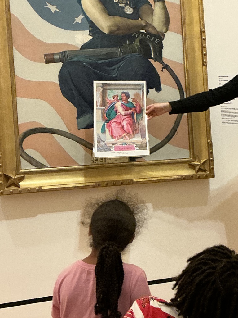 The Rosie the Riveter painting paid homage to Michelangelo's Sistine Chapel.