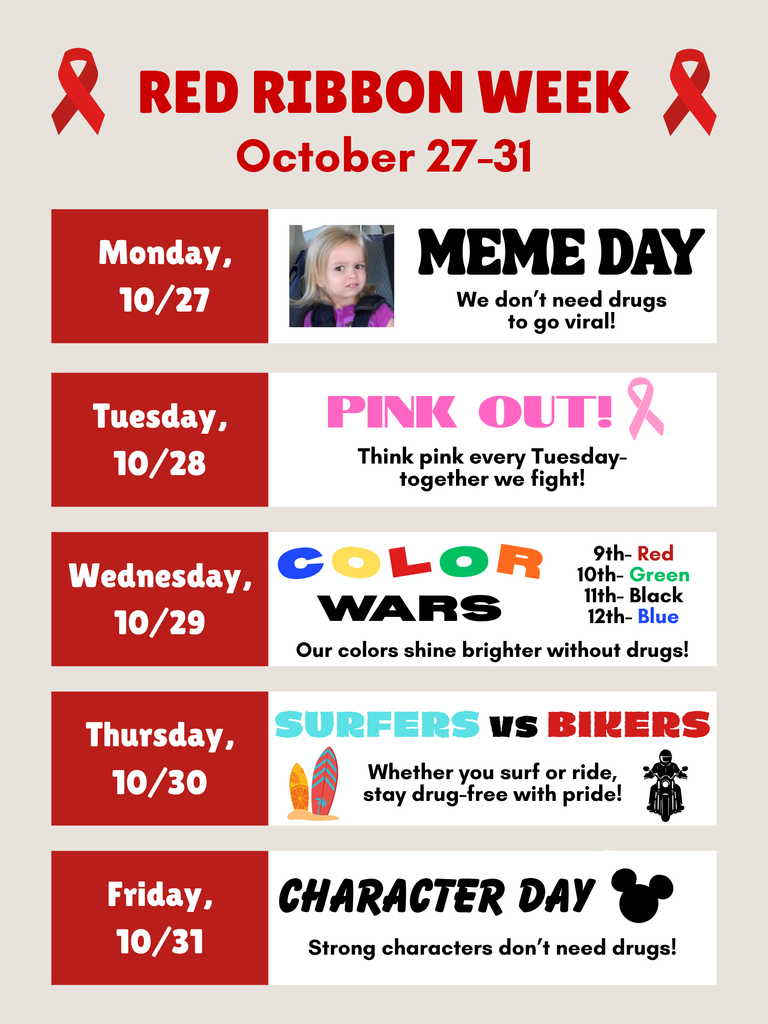 Red Ribbon Week poster for Joe T. Robinson High School