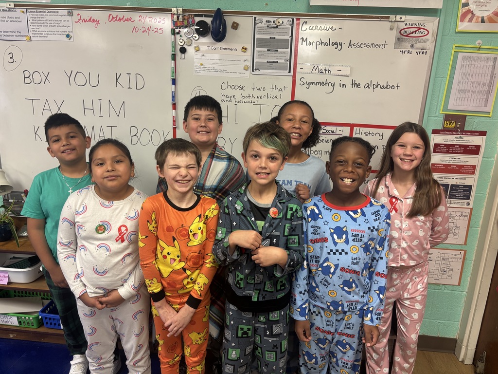 Fourth Graders in pajamas to show that we are chasing our dreams and staying drug free