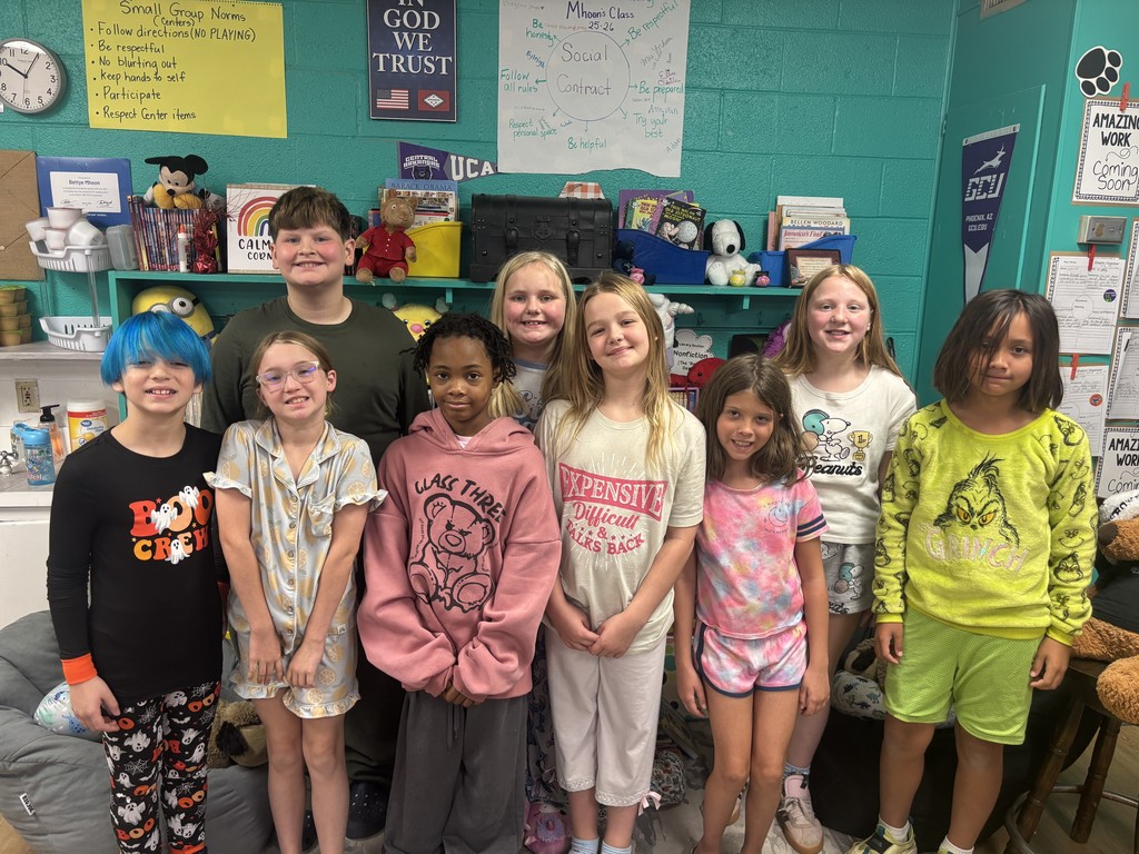 Fourth Graders in pajamas to show that we are chasing our dreams and staying drug free