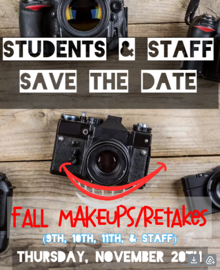 Flyer for school picture retakes on November 20th