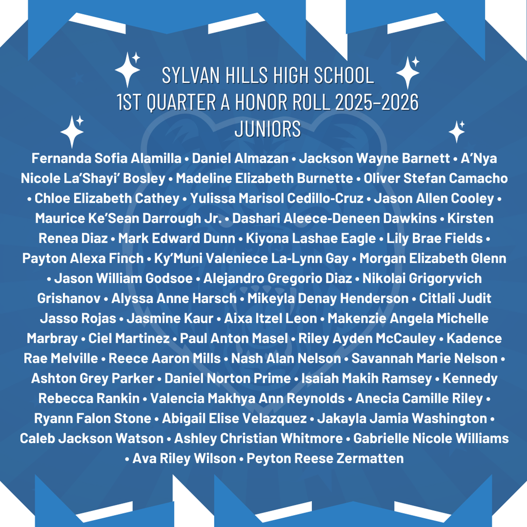 A HONOR ROLL STUDENT LIST FOR SYLVAN HILLS HIGH SCHOOL JUNIORS