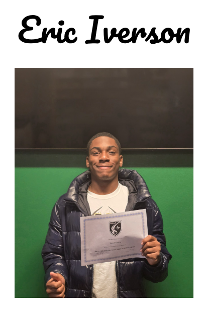 Student with certificate for student of the month