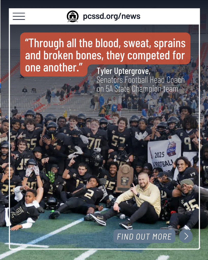 Poster promoting web article about Joe T. Robinson High School 5A champion football team