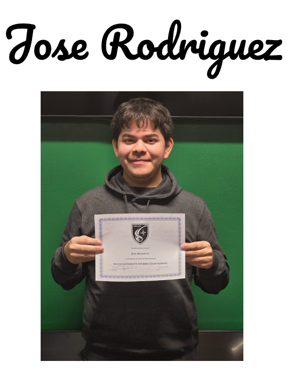 Student with certificate for student of the month