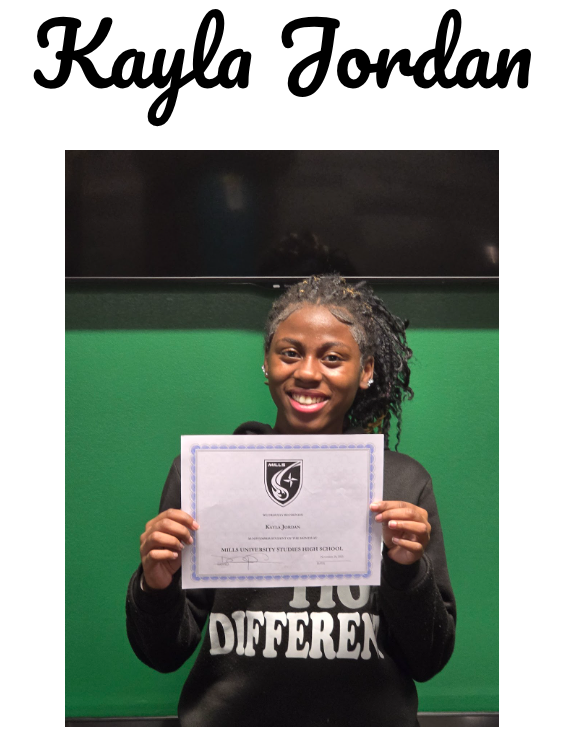 Student with certificate for student of the month