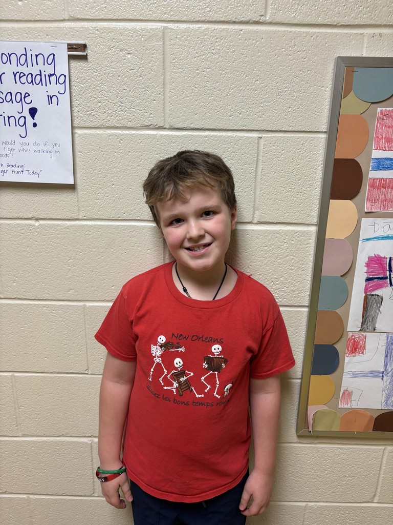 Second Grade student who was nominated for Student of the Month. 