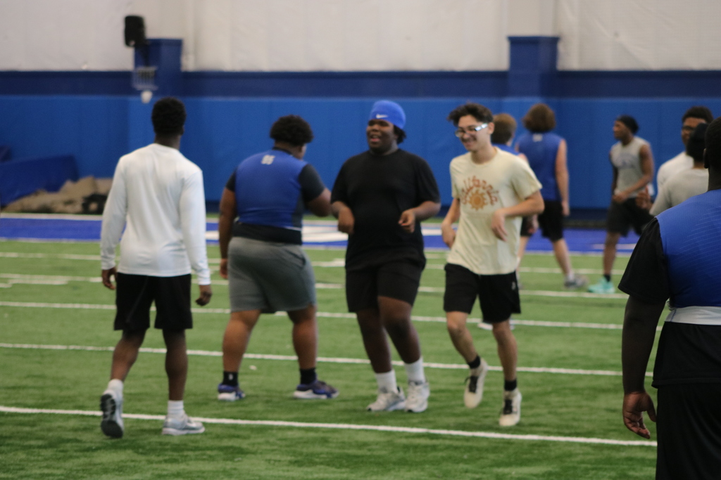 Football players walking